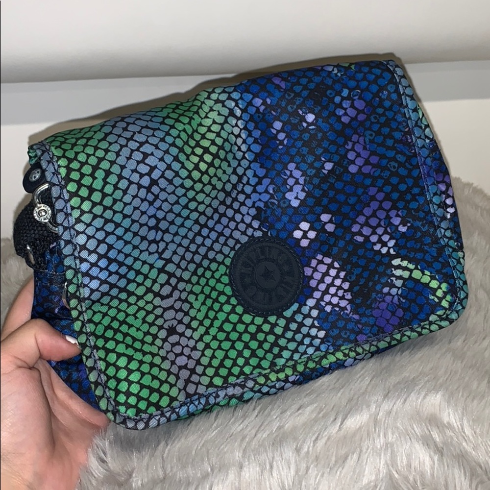 Green/Purple/Blue Snake Print Pattern Kipling Bag